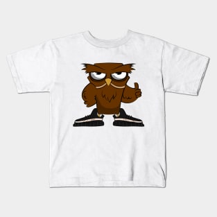 Owl Wearing Boosts Black & White Kids T-Shirt